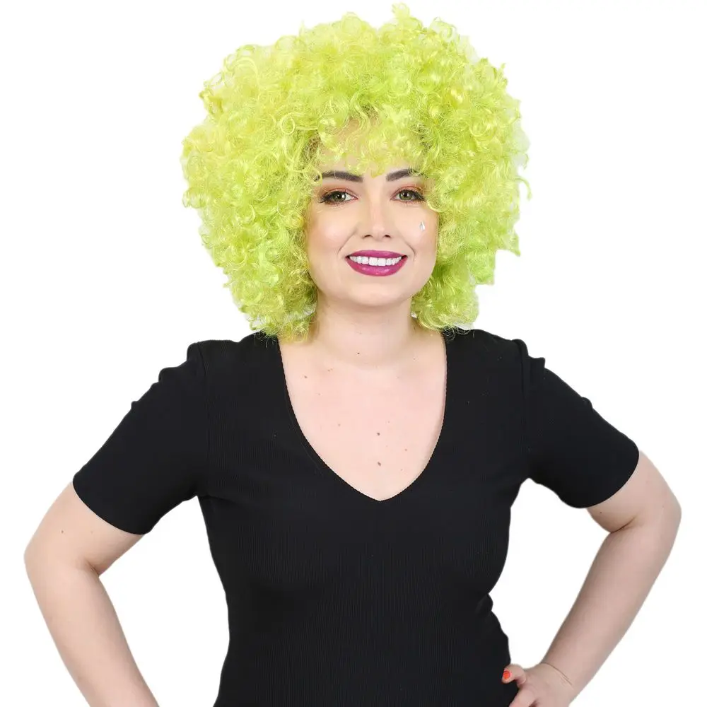 Animasyon Parti Ve Palyaço Peruğu / Neon Yeşil 2