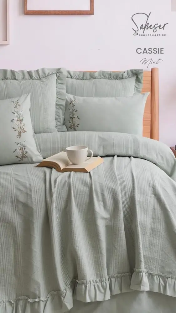 Şaheser Home Collection Yatak Örtüsü Çift Kişilik Cassie Mint 2