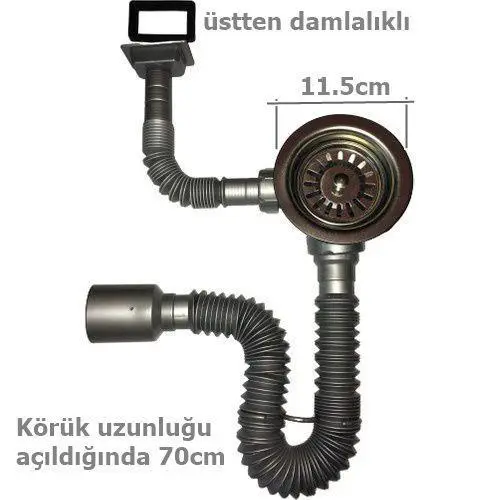 mak Kapalı Taşmalı Körüklü Evye Sifonu 50 mm 2
