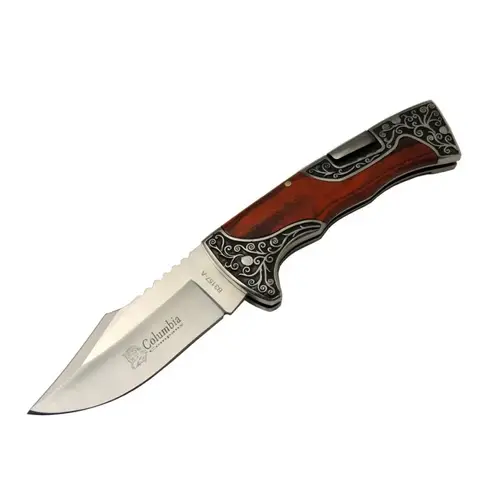 B3157A İşlemeli Kamp Çakı 22 cm - Ağacı Saplı, Manuel Açılma