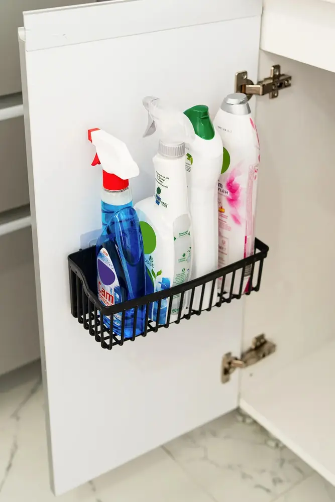 2 Li Plastik Yapışkanlı Askılı Mutfak- Banyo Rafı Düzenleyici Duş Şampuanlık 3