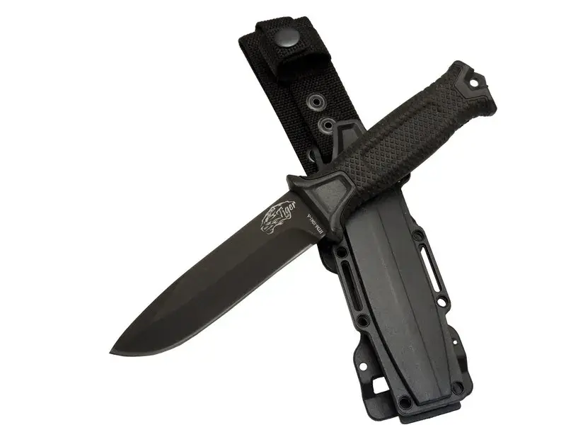 Tiger Tactical HTM 1041 A Siyah Outdoor / Bıçak 27cm - Kauçuk Sap, Kılıflı, Kutulu