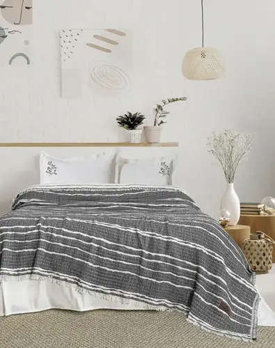 Şaheser Home Collection Yatak Örtüsü Seti Sera Antrasit