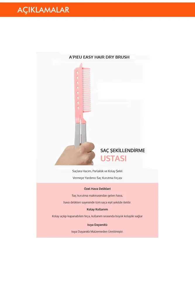 lara Kolay Şekil Veren Kurutma Fırçası APIEU Easy Hair Dry Brush 3