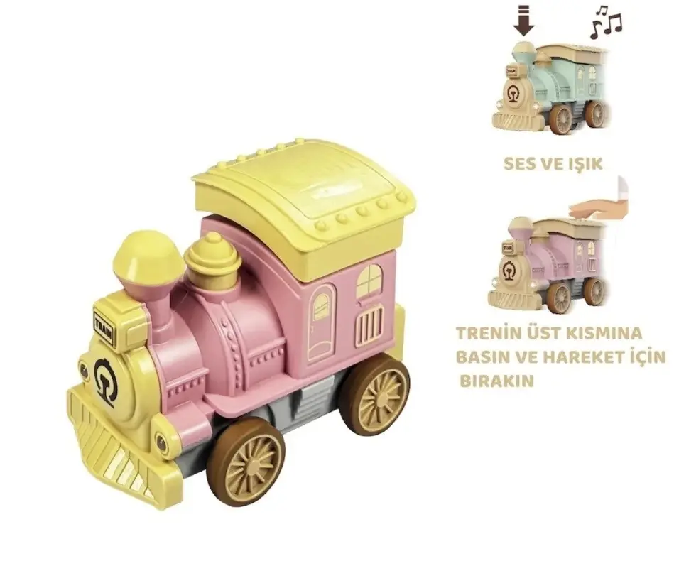 Oyuncak Tren Işıklı Sesli Bas Gitsin 14cm - PEMBE - 8068A - 1 ADET