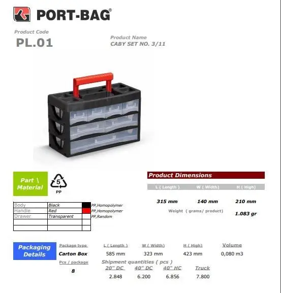 Portbag PL01 Caby 3/11 Çekmece Seti 2