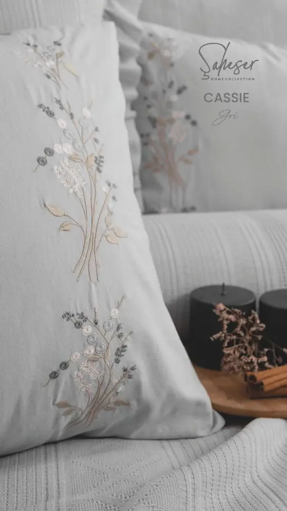 Şaheser Home Collection Yatak Örtüsü Çift Kişilik Cassie Gri 2