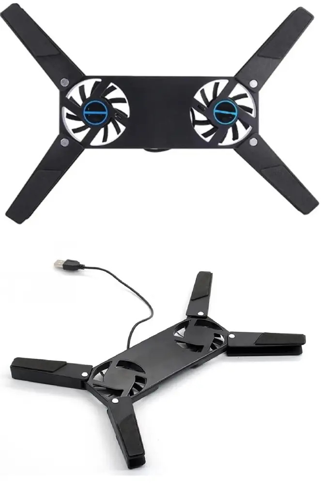 2 Fanlı Notebook Soğutucu Portatif Katlanabilir Laptop Soğutucu Fan Usbli Stand Biisayar Fanı 3