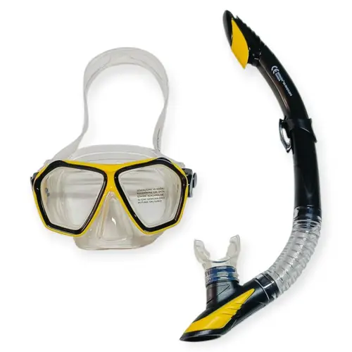 red Camlı Premium Dalış Maskesi ve Snorkel Yetişkin - Sarı - 1 ADET