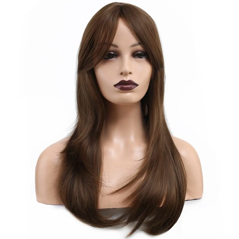 Katlı Kesim Perçemli Düz Fiber Sen Orta Boy Peruk / Kumral 3