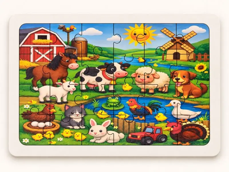 Hayvan Çiftliği - 24 Parça Ahşap Puzzle