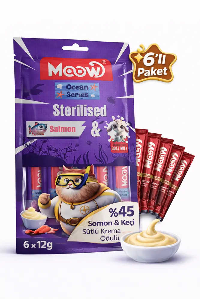 Creamy Somonlu ve Keçi Sütlü Kısırlaştırılmış Sıvı a Kedi Ödülü 6x12 gr