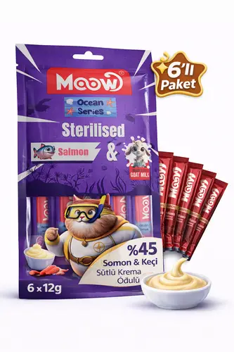 Creamy Somonlu ve Keçi Sütlü Kısırlaştırılmış Sıvı a Kedi Ödülü 6x12 gr