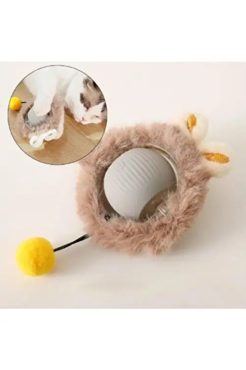 KP Şarjlı Hareketli Peluş Kedi Oyuncağı Kuyruklu 5 cm – İnteraktif Titreşimli Hareketli Top 4