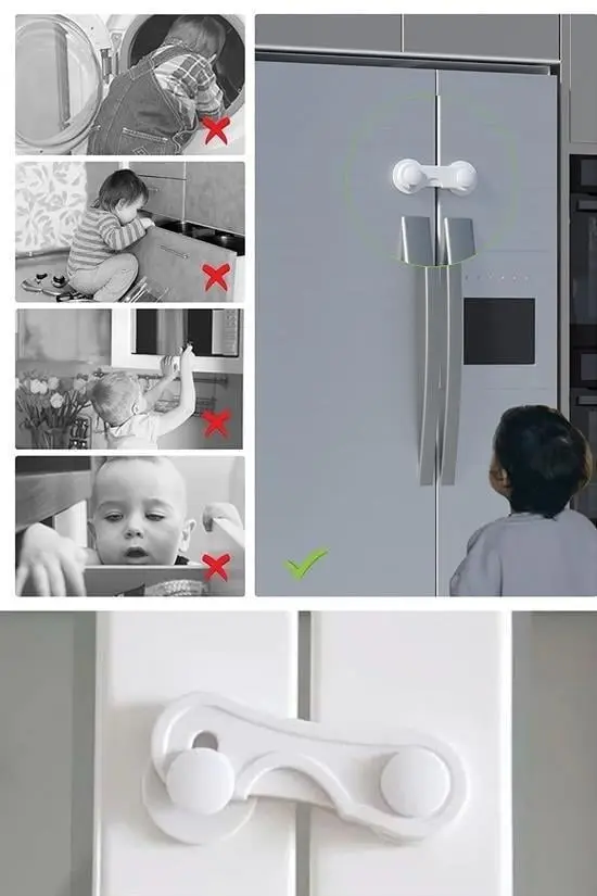 Bebek Çuk Güvenliği Çekmece ve Dolap İçin Kendiliğinde Yapışkanlı Vidasız Kapak Kilidi 2
