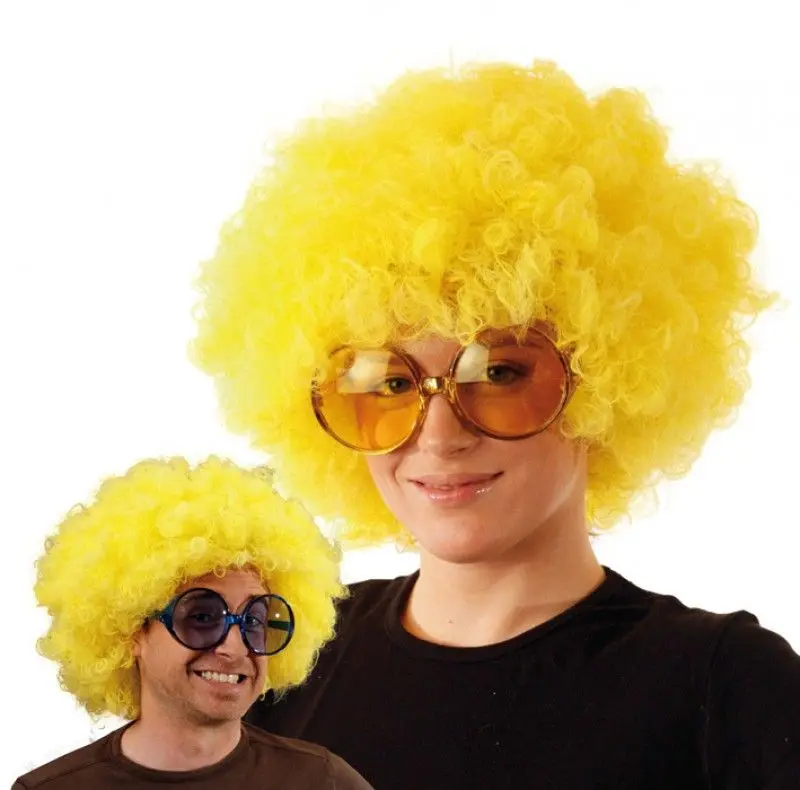 Sarı Renk Kıvırcık Afro Bonus Peruk 4