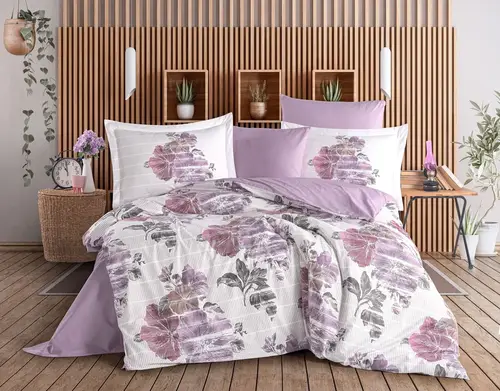 Çift Kişilik Poplin Nevresim Sara Mor