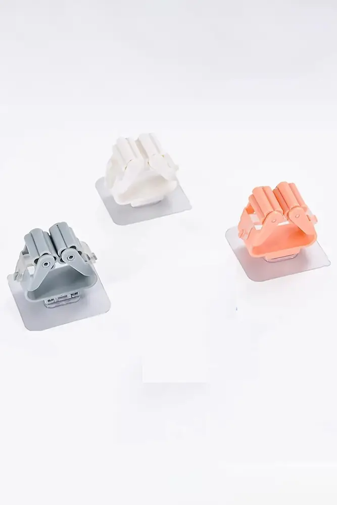 3 Lü Renkli Yapışkanlı Mop Fırça Çek pas Sap Tutucu Organizer Mutfak Banyo Düzenleyici