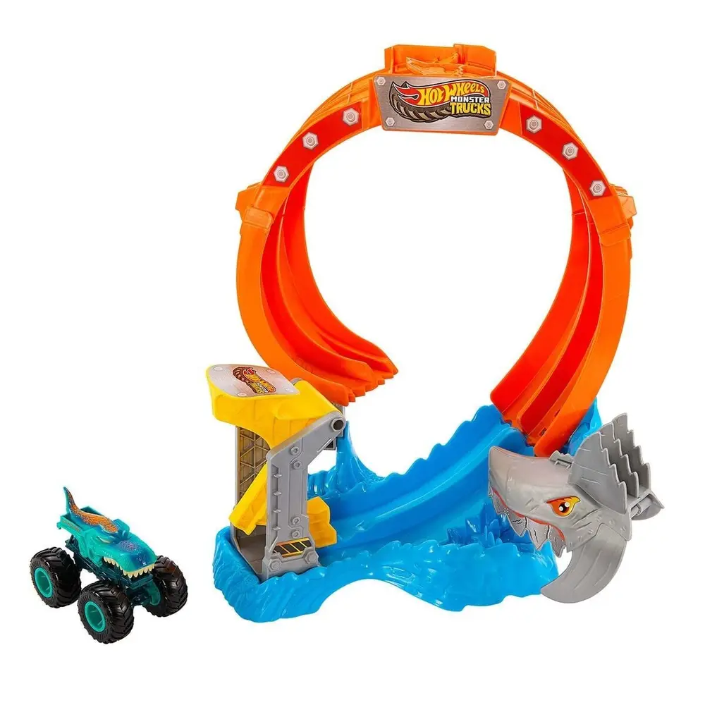 JFR08 Hot Wheels Trucks Dönen Corkscrew Shark Çarpışması