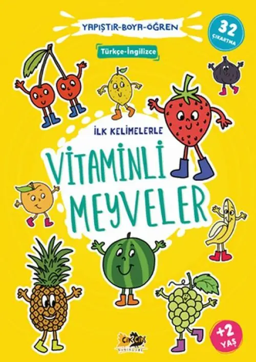 İlk Kelimelerle minli Meyveler Yapıştır-Boya-Öğren