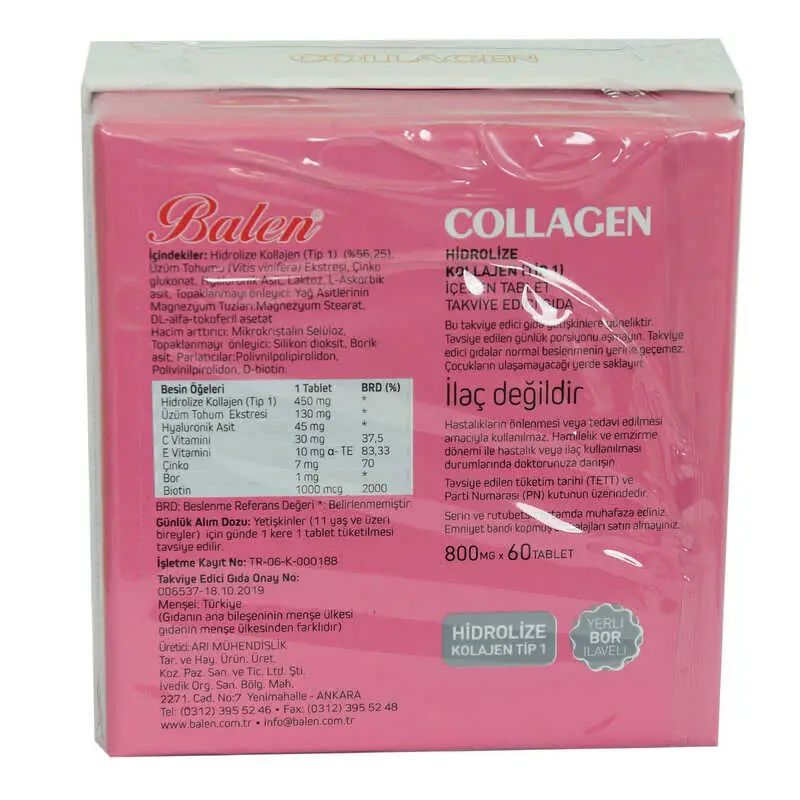 Collagen Hidrolize Kollajen Tip1 İçeren Tablet 800 Mg X 60 Tablet 3