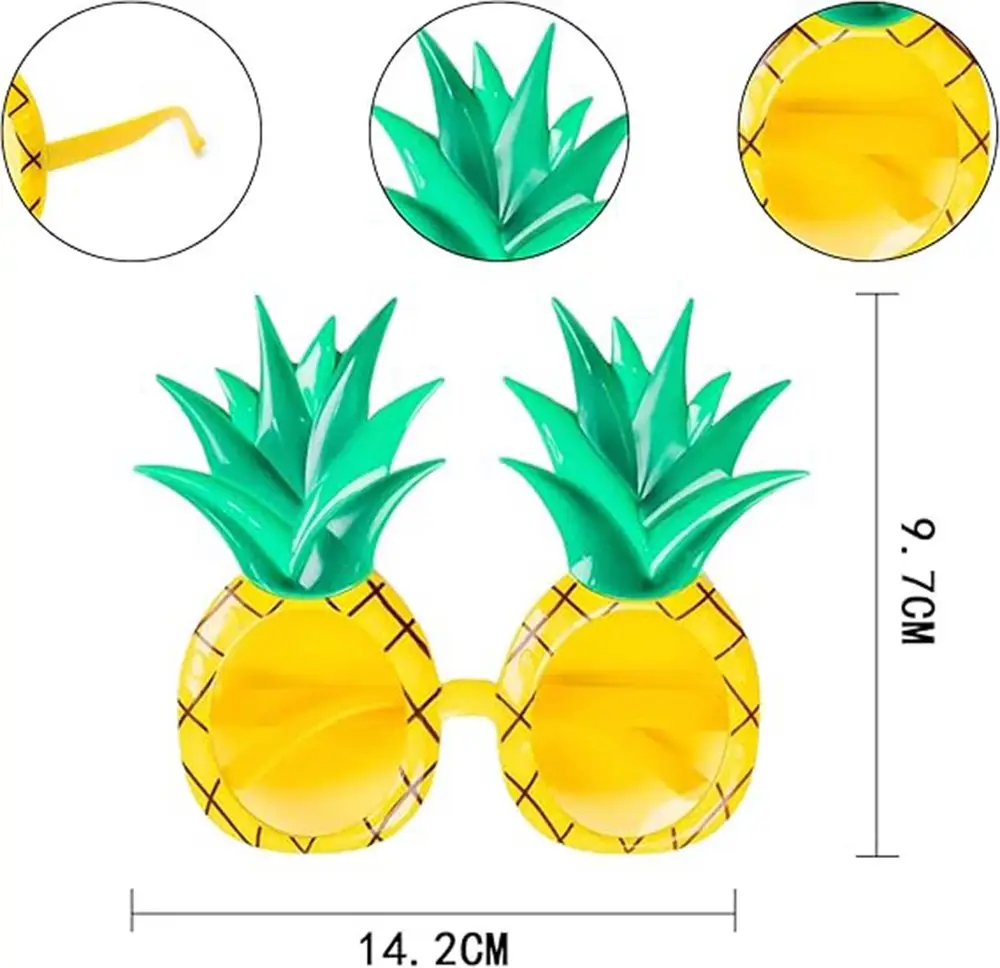 Tropikal Hawaii Ananas Şekilli Parti Gözlüğü 9.5 x 14 cm 5
