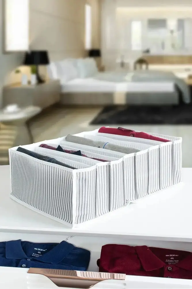8 Bölmeli XL Pratik Bölmeli Çekmece Düzenleyici Organizer(İç Çamaşırı Krat Çorap Düzenleyici) 5