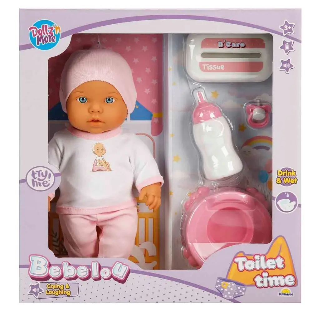 1030141 Sesli Bebelou Tuvalet Zamanı Bebek Seti 32 cm -Sunman 3