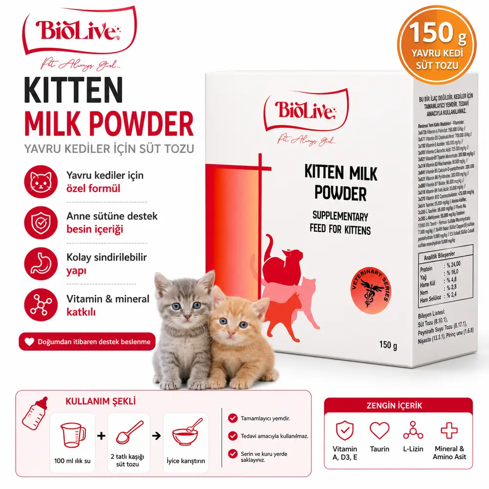 Biolive Yru Kedileri İçin Süt Tozu 150 gr 3