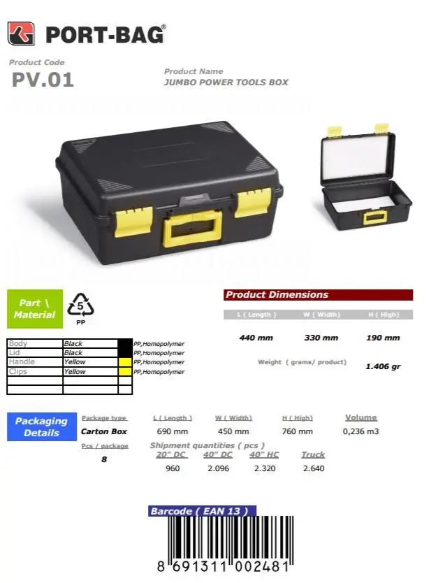 Portbag PV01 Usta Takım Çantası Jumbo 3