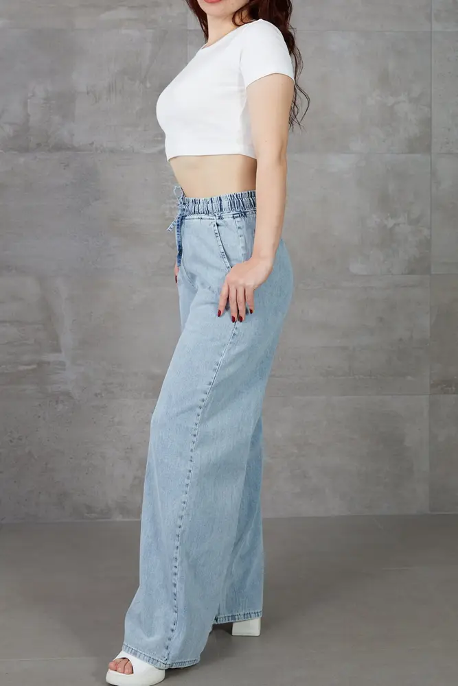 Kadın Beli Lastikli Rahat Kesim Kot Pantolon 6