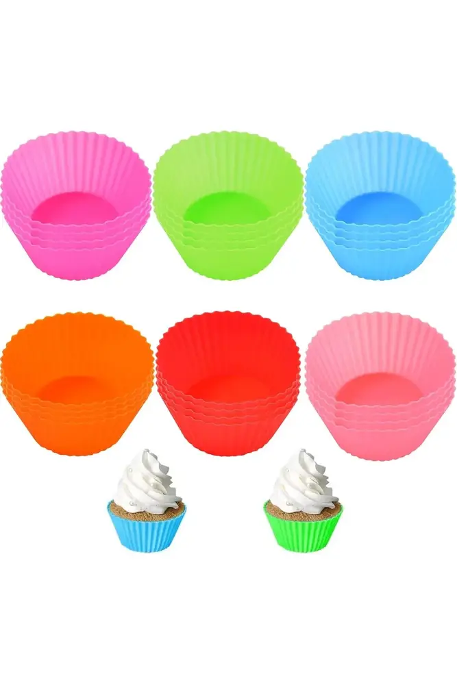 6 Adet Yıkanabilir Mini Tırtıklı Muffin Kalıbı- Ribanalı Kek-Cupcake- Renkli Hamur Işi Kabı 4