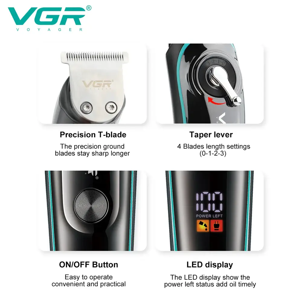 VGR V-075 T Bıçak Sıfır Kesim LCD Ekran Şarjlı Tıraş Makinesi 2