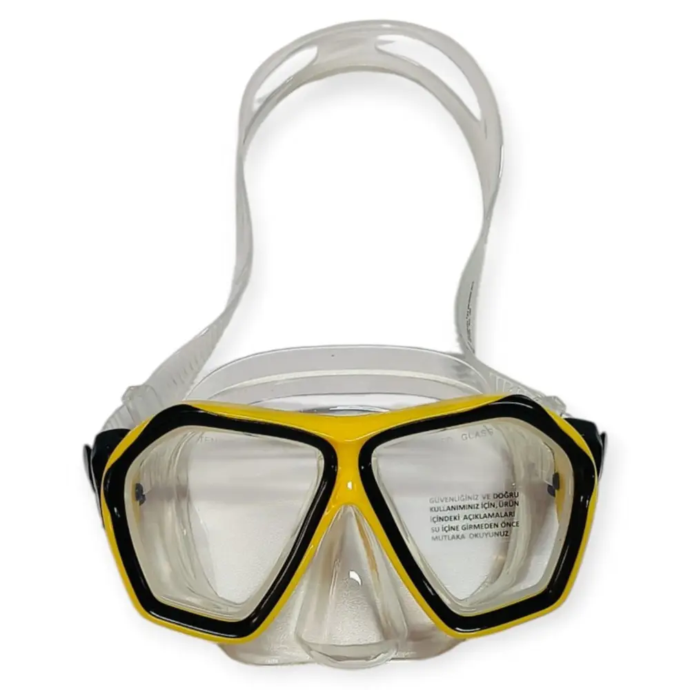 red Camlı Premium Dalış Maskesi ve Snorkel Yetişkin - Sarı - 1 ADET 2