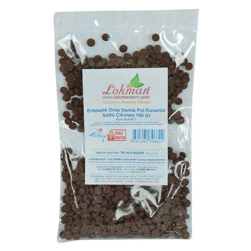 Sütlü Çikolata Eritmelik Drop Damla Pul Kuvertür 100 Gr Paket 3