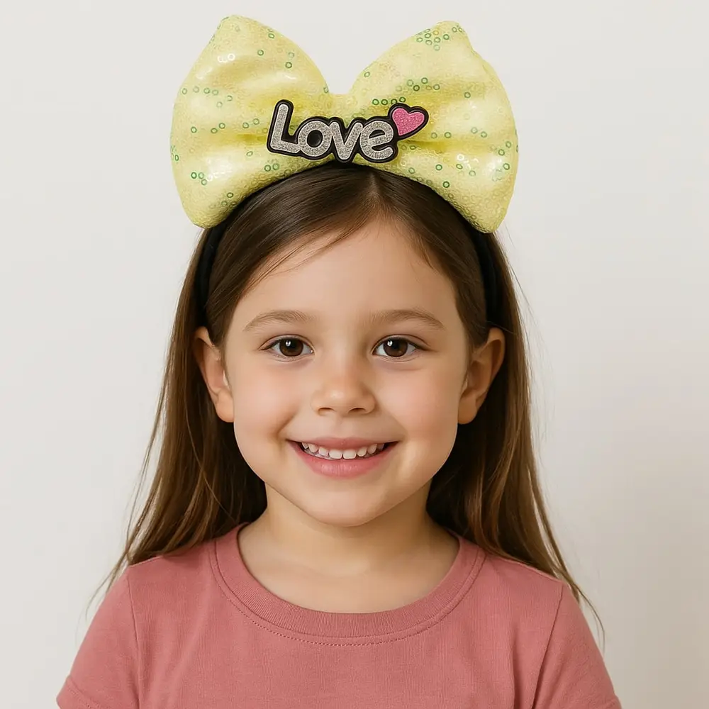 LED Işıklı Love Yazılı Sarı Fiyonk Taç – Kız Çuk Parti Tacı 2