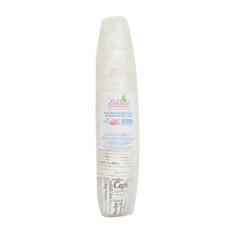 Karton Bardak 6.5 Oz Kullan At Çay Kahve Sıcak Kağıt Otomat Bardağı 50 li 1 Paket 3