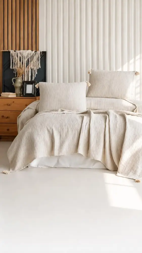 Şaheser Home Collection Yatak Örtüsü Çift Kişilik Bej