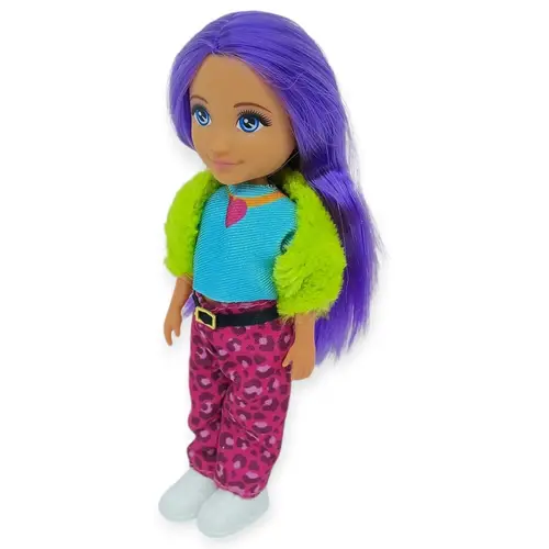 Ankiki Moda İkonu Bebek Figür 13 cm - Mor Saçlı Hip-Hop Rüzgarı - 1 ADET