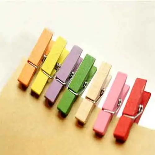 Renkli Mini Ahşap Mandal (100 Adet) 2
