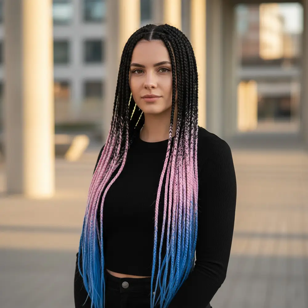 Afrika Örgüsü Ve Rasta İçin Sen Ombreli / Siyah / Pembe / Mi 2