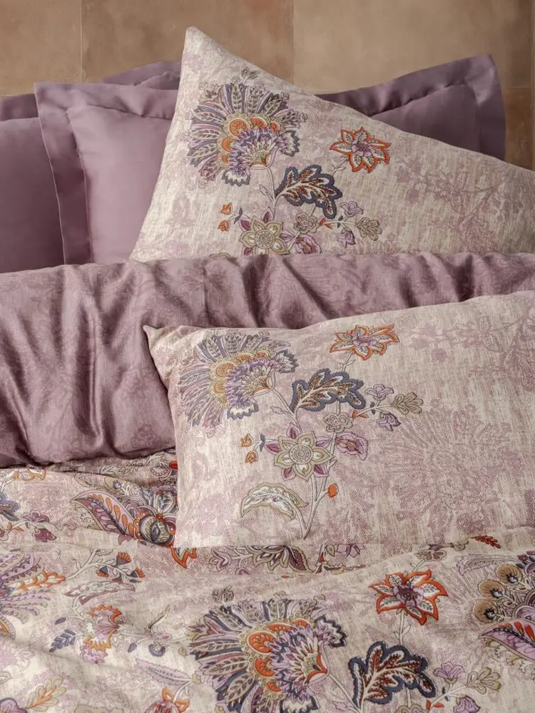 Saten Çift Kişilik Nev Takımı Majolica Mürdüm 2
