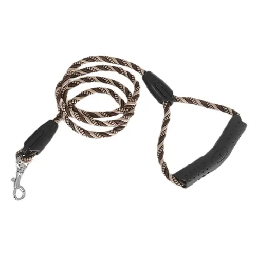 Üçlü Sarmallı Köpek Gezdirme Halatı 1 cm-120 cm Kahve