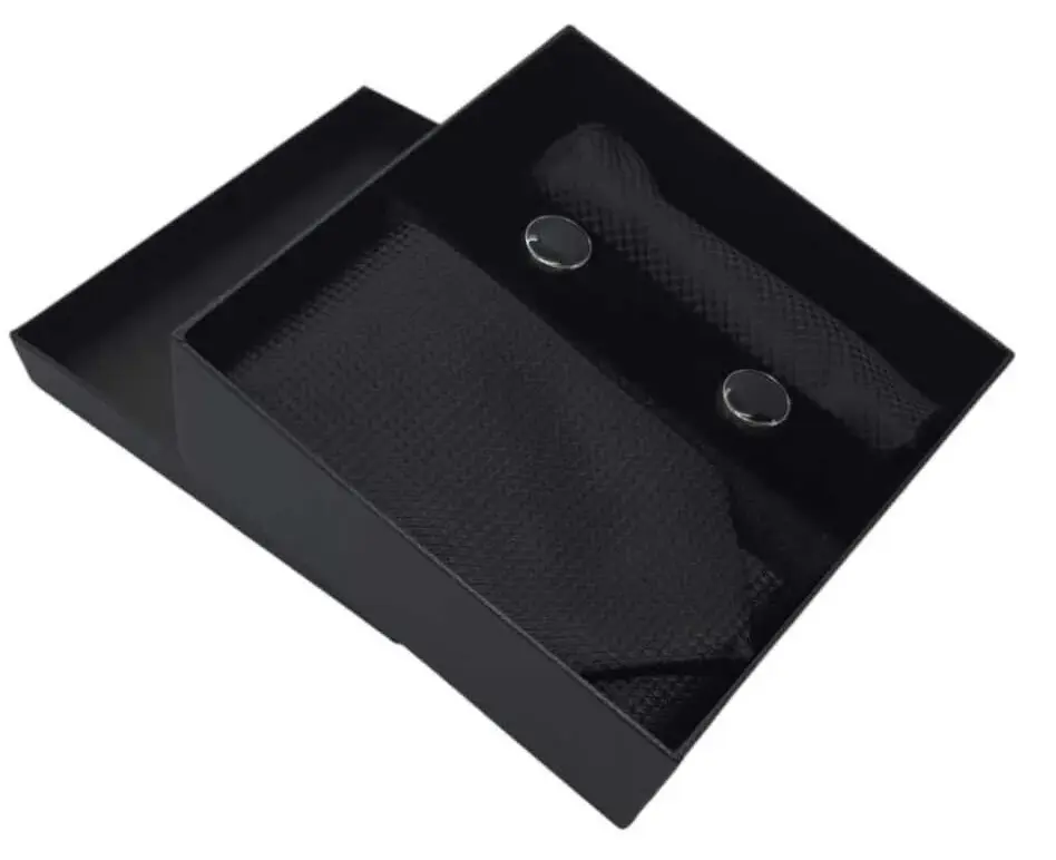 Krat Düğme Set Siyah Desenli Krat Mendil Kol Düğmesi Özel Set 5