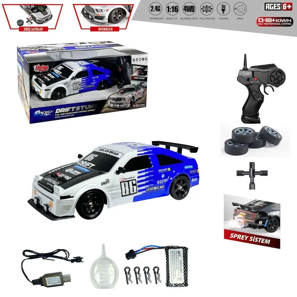 HB-SC16A07 Kumandalı 4x4 Drift Araba Işıklı ve Buharlı 1:16 -Vardem 2