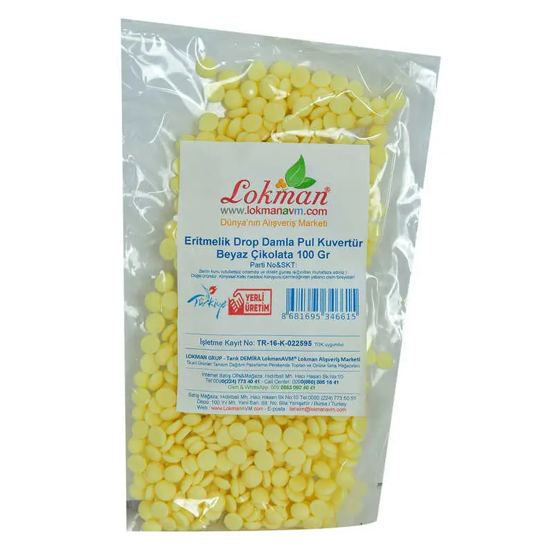 Beyaz Çikolata Eritmelik Drop Damla Pul Kuvertür 100 Gr Paket 3
