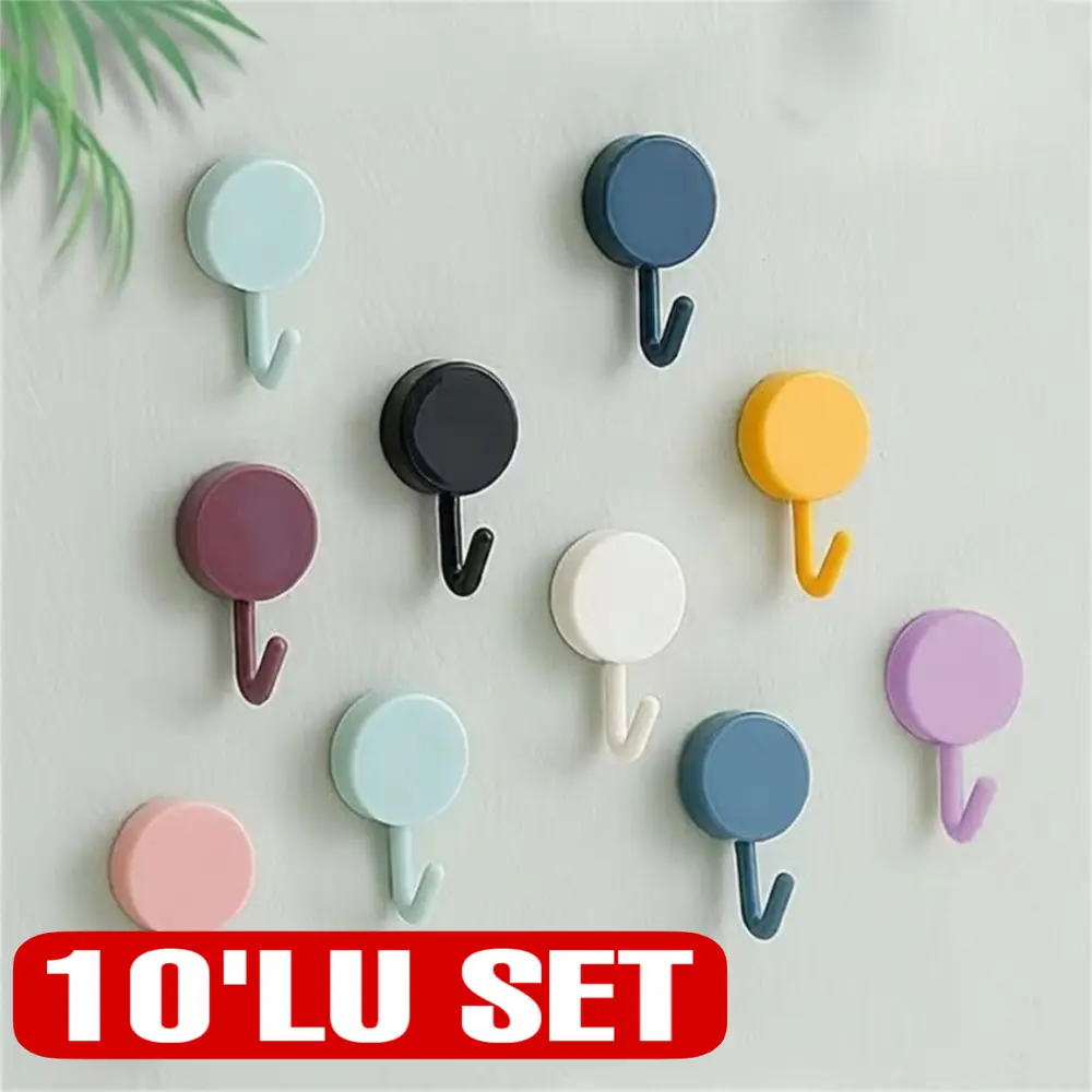Kendinden Yapışkanlı Renkli Duvar Askısı (10LU SET) 2