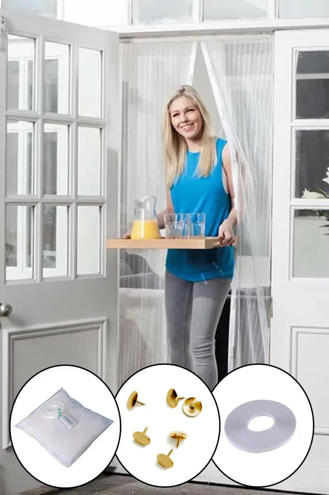 Mıknatıslı Manyetik Kapı Sinekliği Sineklik Tülü Perde (60cm x 210cm 2 Adet Tül) 2