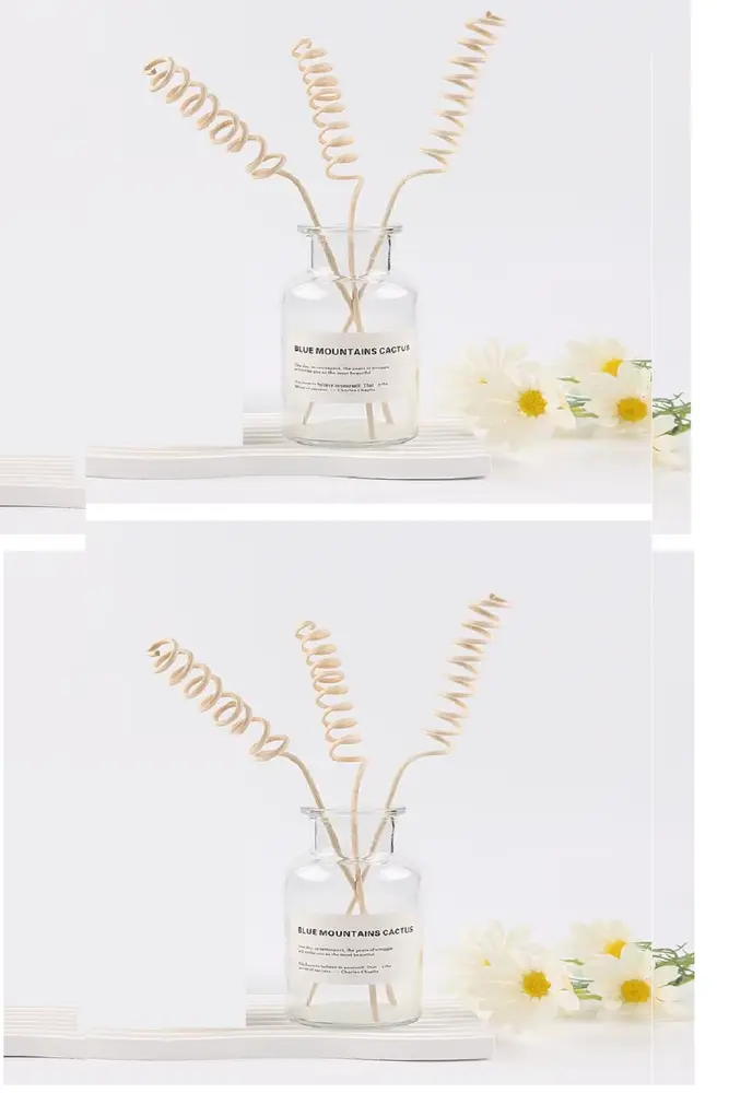 3 Tek Adet 3 Model Aromaterapi Koku Dağıtıcı Rattan Şişe Ahşap Difüzör Çubuk (-Yaprak-Daalı) 3