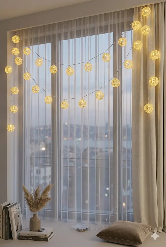 2 Metre 10’lu Top LED Işıklı - Pilli Gün Işığı Dekoratif Aydınlatma 4